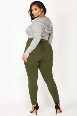 Fashion Nova Super High Waist Denim Skinnies - Olive