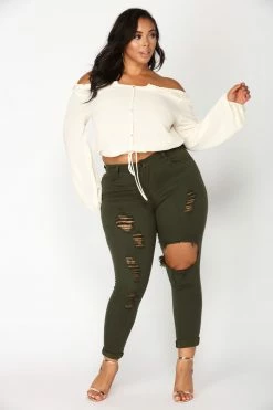 Fashion Nova Glistening Jeans - Olive Skinny Jeans