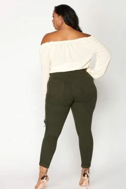 Fashion Nova Glistening Jeans - Olive Skinny Jeans