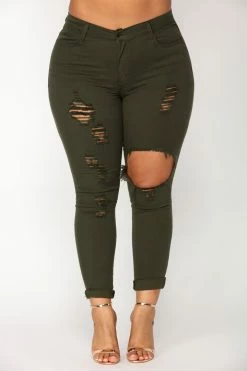 Fashion Nova Glistening Jeans - Olive Skinny Jeans