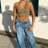 Fashion Nova Feel That Beat Baggy Wide Leg Jeans - Medium Blue Wash