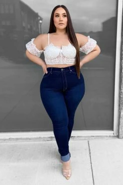 Fashion Nova Flex Game Strong Super High Rise Skinny Jeans - Dark Blue Wash