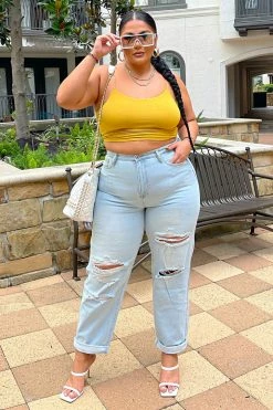 Fashion Nova Forever Known Ripped Boyfriend Jeans - Light Blue Wash