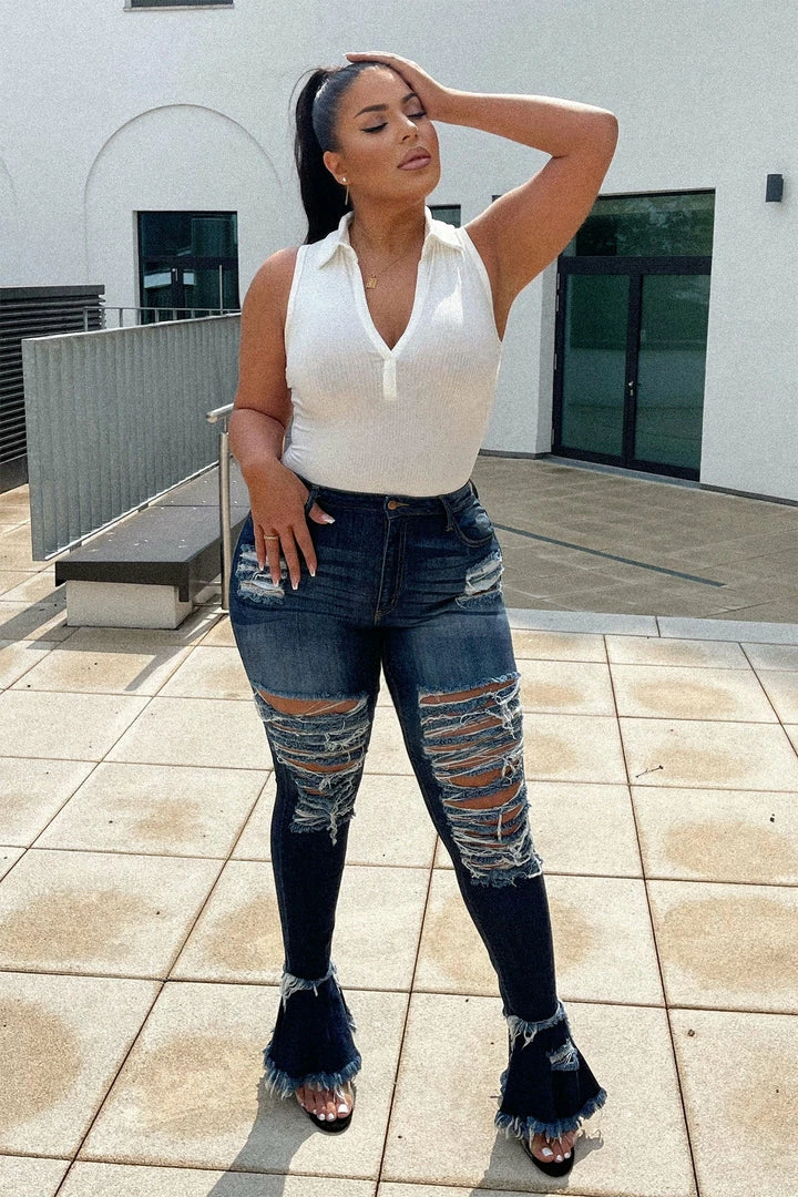 Cheap โ Fashion Nova Flare ๐ Jeans Fray What You Mean Flare Leg ๐ Jeans - Dark Wash โจ 8 Fashion Nova Flare Jeans Fray What You Mean Flare Leg Jeans - Dark Wash