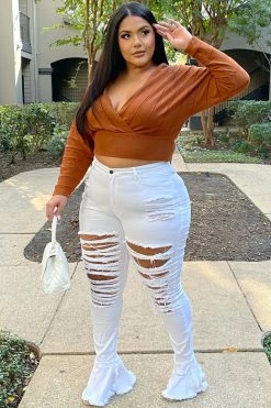 Fashion Nova Fray What You Mean Flare Leg Jeans - White Flare Jeans