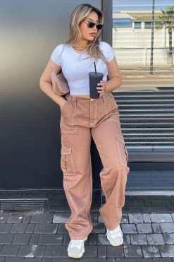 Fashion Nova Baggy Jeans Give Me A Break Cargo Carpenter Jeans - Brown