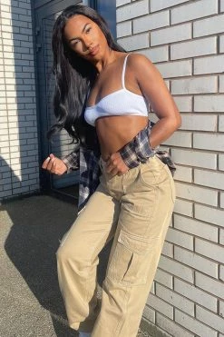 Fashion Nova Give Me A Break Cargo Carpenter Jeans - Khaki Baggy Jeans