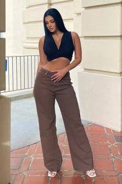 Fashion Nova Baggy Jeans Good Time High Waist Wide Leg Jeans - Brown