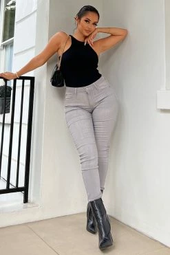Fashion Nova Gray Matter Skinny Jeans - Grey