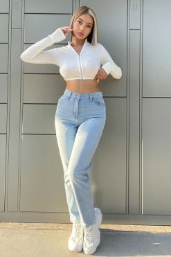 Fashion Nova Hometown Cutie Mom Jeans - Light Blue Wash