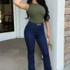 Fashion Nova Flare Jeans Janelle High Waist Trouser Flare Jean - Indigo
