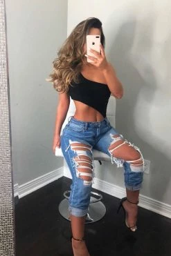 Fashion Nova Jax Distressed High Rise Boyfriend Jeans - Light Wash
