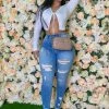 Fashion Nova Skinny Jeans Little Miss High Rise Distressed Jeans - Light Blue Wash
