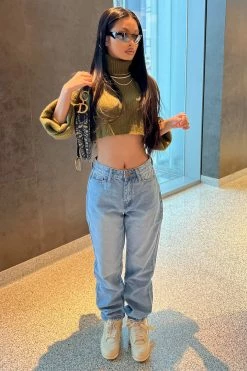 Fashion Nova Nature's Angels Butterfly Mom Jeans - Medium Blue Wash