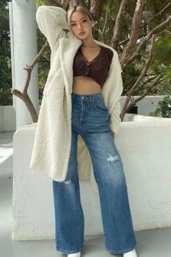 Fashion Nova Oh So 90's Ripped Wide Leg Jeans - Medium Blue Wash