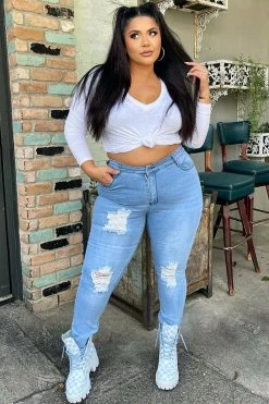 Fashion Nova Skinny Jeans On A Wave Jeans - Light Blue Wash