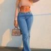 Fashion Nova Peace And Love Low Rise Flare Jeans - Medium Blue Wash