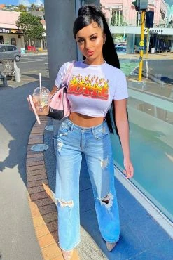 Fashion Nova Searched Far And Wide Leg Jeans - Medium Blue Wash Baggy Jeans