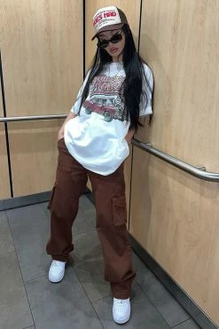 Fashion Nova Smooth Talker Cargo Boyfriend Jeans - Chocolate