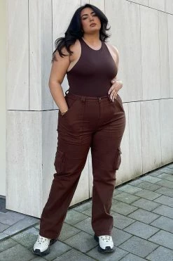 Fashion Nova Smooth Talker Cargo Boyfriend Jeans - Chocolate