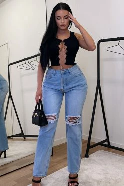 Fashion Nova So Into You High Rise Mom Jeans - Light Blue Wash