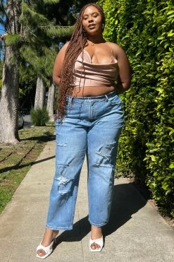 Fashion Nova Stole His Heart Ripped Boyfriend Jeans - Medium Blue Wash
