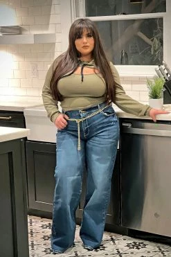 Fashion Nova Straight Leg Jeans Straight From The Block Belted High Rise Jeans - Medium Blue Wash