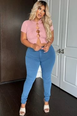 Fashion Nova Skinny Jeans Super High Waist Denim Skinnies - Medium Blue