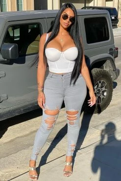 Fashion Nova Tell Your Boy Bye Jeans - Grey