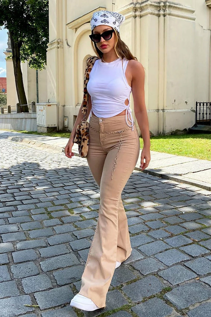 Best Sale ๐ Fashion Nova The Time Is Now High Rise Flare ๐ Jeans - Khaki ๐ 6 Fashion Nova The Time Is Now High Rise Flare Jeans - Khaki