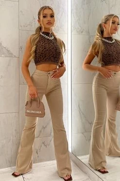 Fashion Nova The Time Is Now High Rise Flare Jeans - Khaki
