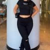 Fashion Nova Flare Jeans Tied To Let Ya Know Ripped Jeans - Black