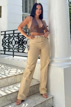 Fashion Nova Tunnel Vision Straight Leg Jeans - Khaki