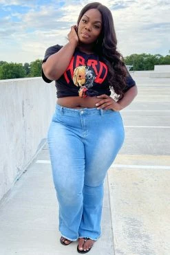 Fashion Nova Valentina High Rise Flare Jeans - Light Blue Wash