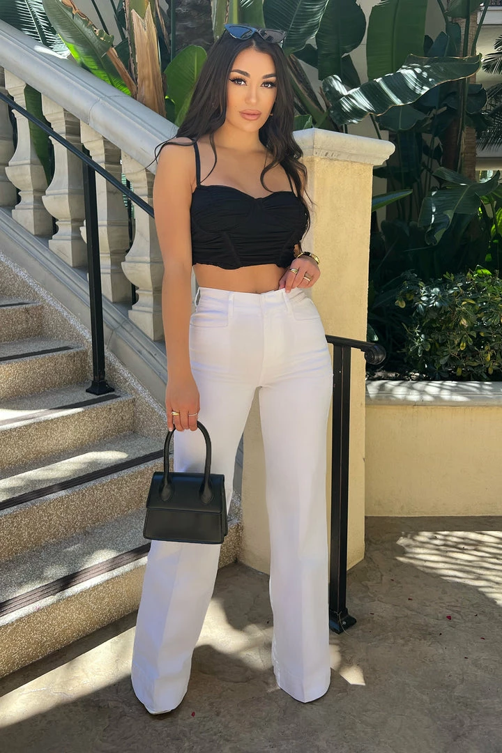 Best Pirce 🥰 Fashion Nova Western Stand Off Trouser Flare 👖 Jeans - White ⭐ 5 Fashion Nova Western Stand Off Trouser Flare Jeans - White