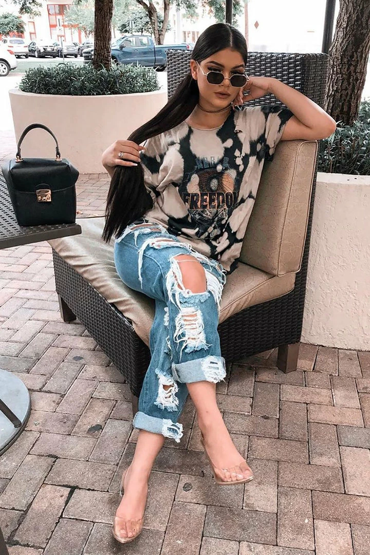 Fashion Nova About That Time Distressed Boyfriend Jeans - Medium Wash