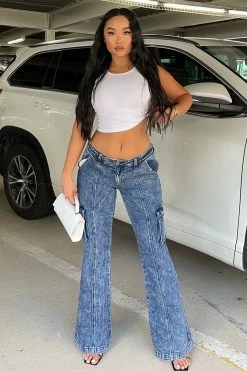 Deals ๐ Fashion Nova Y2K Low Rise Cargo Flare ๐ Jeans - Acid Wash Blue ๐ 11 Fashion Nova Y2K Low Rise Cargo Flare Jeans - Acid Wash Blue